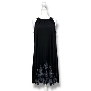 Y2K‎ MSK Women's Dress 10 Black Dark Fairy Gothic Whimsygoth Party Embroidered